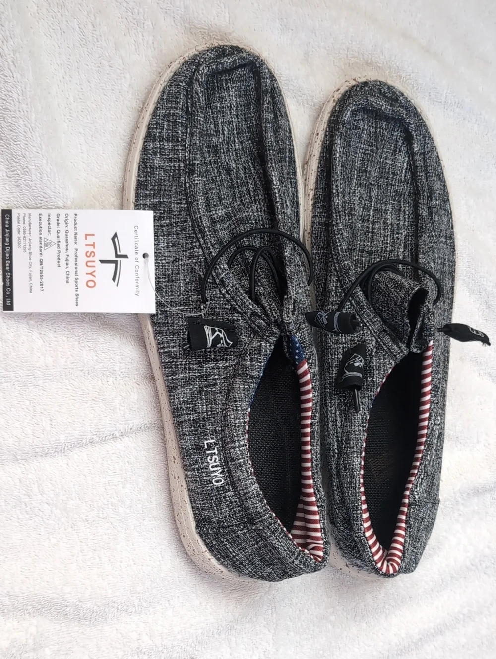 Men's Gray Slip-On Loafers with Elastic Laces NWT